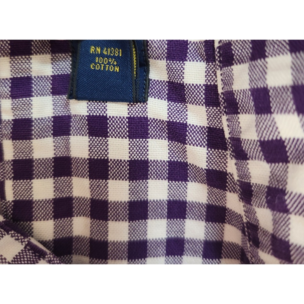 Ralph Lauren Mens XL Purple Gingham Check Long Sleeve Button Up Shirt Flesh Pony - Picture 11 of 11